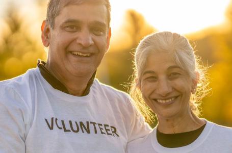 Volunteers outside